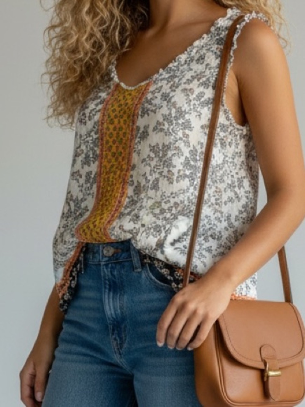 100% Silk Garnet Hill Bohemian Sleeveless Tank Top Natural Fiber Breathable